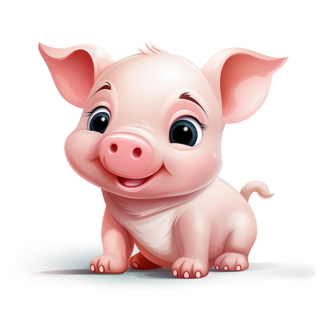 Clipart de cochon adorable sur fond blanc généré par l'IA