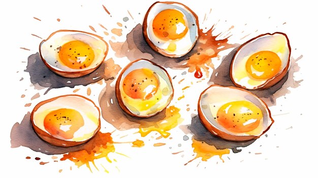 Photo clipart de cuisine d'œufs créés à l'aquarelle generative ai
