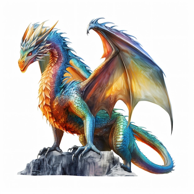 Clipart de dragon fantastique isolé sur un fond blanc