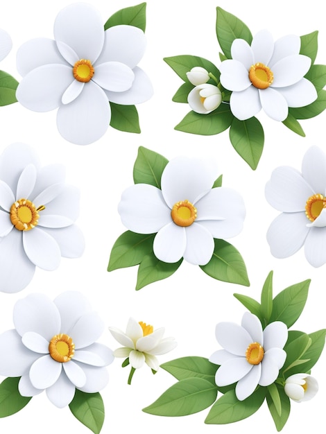 Photo clipart de fleur blanche png bundle clipart à fond blanc