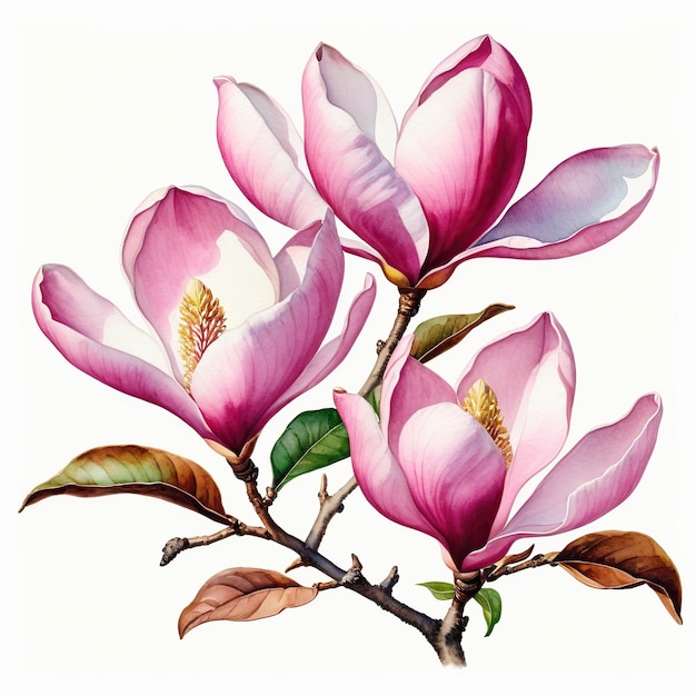 Photo clipart de fleur de magnolie rose pour les conceptions et projets créatifs plane numérique d'artisanat de papier numérique