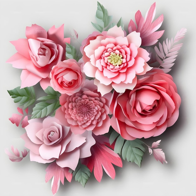 Clipart fleur rose 3D