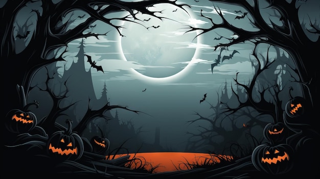 Clipart de frontière d'Halloween effrayant généré par Ai illustration d'Helloween en haute résolution sur fond blanc