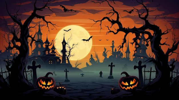 Clipart de frontière d'Halloween effrayant généré par Ai illustration d'Helloween en haute résolution sur fond blanc