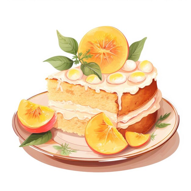 Clipart de gâteau de pêche isolé sur fond blanc