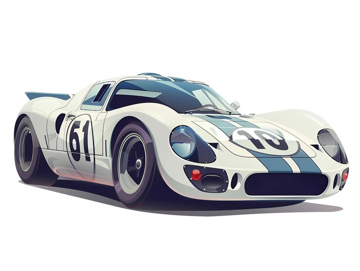 Photo clipart d'illustration de voiture de sport rétro isolé sur blanc