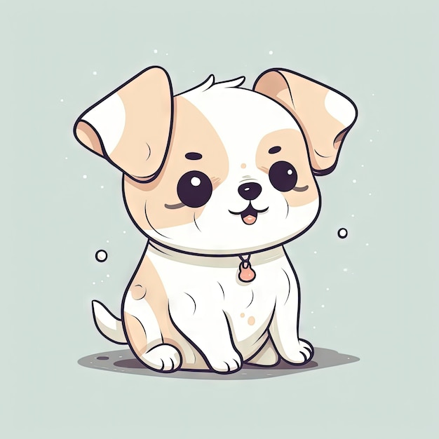 Clipart mignon chien Kawaii sur fond blanc