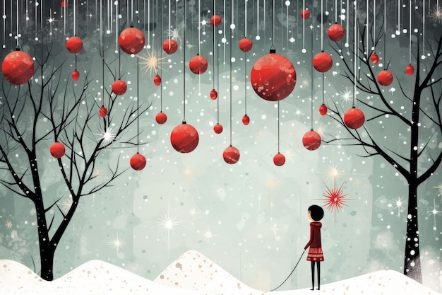 Clipart de Noël moderne Belle image d'illustration AI générative