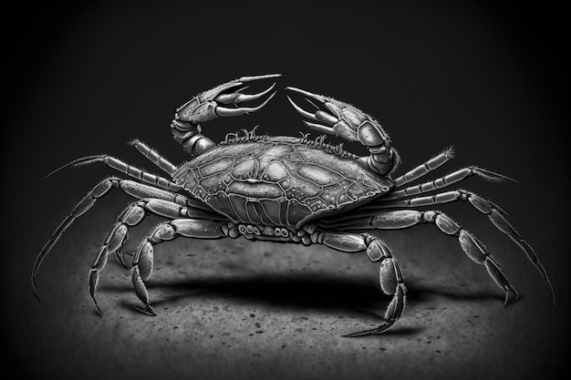 Clipart noir et blanc antique d'un crabe