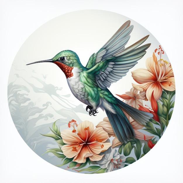 Clipart d'oiseau colibri sur fond blanc