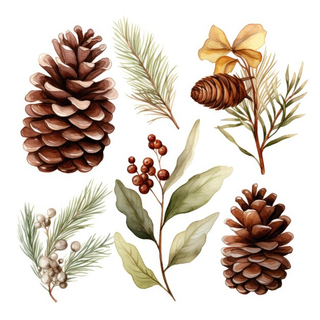 Clipart de plante d'hiver à l'aquarelle sans arrière-plan