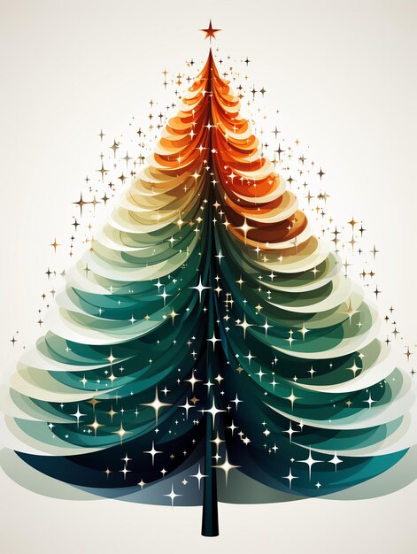 Photo clipart sur le thème de l'arbre de noël fond blanc lignes noires minces bien composées pas de hésitation pas de grade