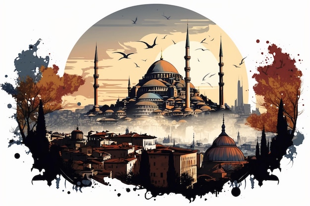 Clipart voyageant dans la ville d'Istanbul