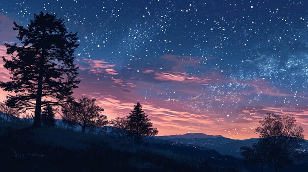 Des clips d'art du ciel nocturne à gradient vibrant représentant un mystérieux ciel du soir