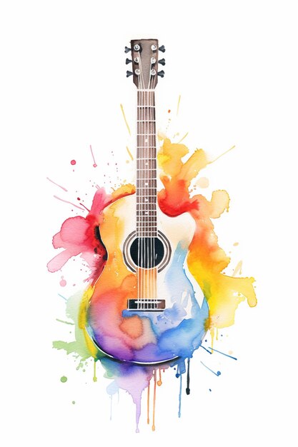 Photo clips d'art de guitare à l'aquarelle de guitare