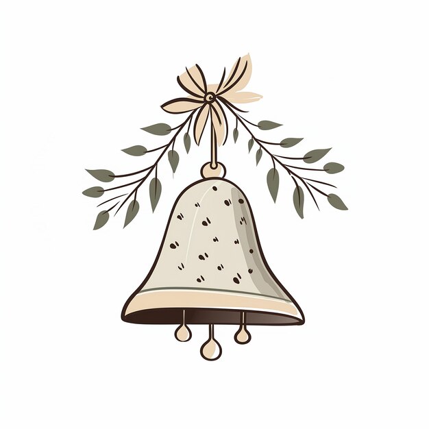 Photo cloche suspendue branche d'arbre arc illustration de couleur beige insecte joyeux portant un petit chapeau mignon petit