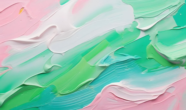 Close-up d'abstraction rugueuse colorée vert rose blanc couleurs peinture artistique texture fond papier peint