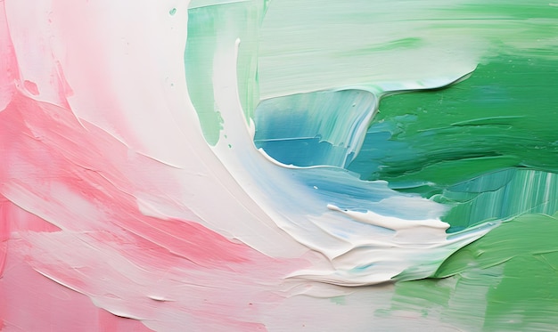 Close-up d'abstraction rugueuse colorée vert rose blanc couleurs peinture artistique texture fond papier peint