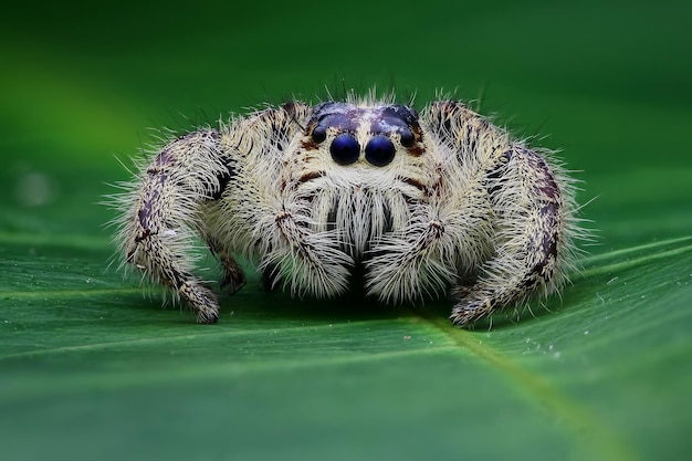 Close-up d'une araignée sur une feuille
