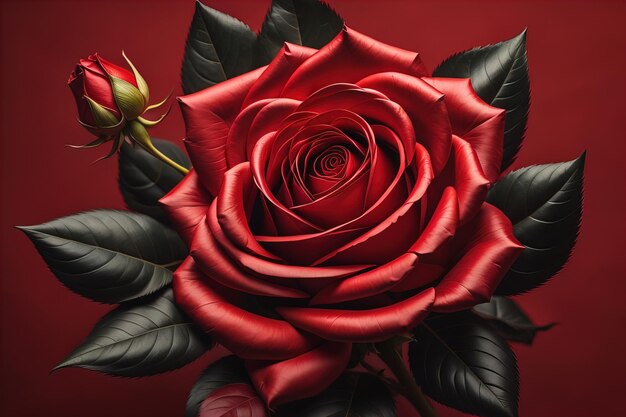 Close up d'une belle fleur de rose sur un fond coloré ai génératif