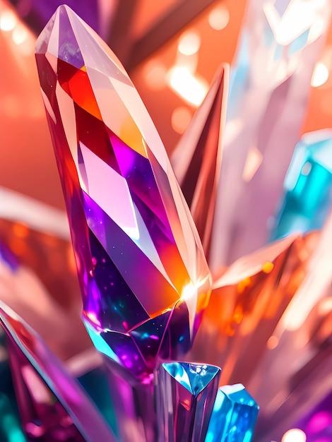 Close up de cristaux de quartz translucides