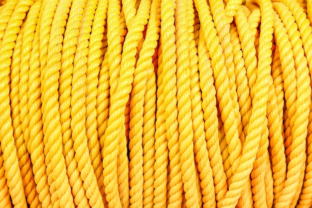Close up detail de fond de corde bobine jaune marine industrielle nautique