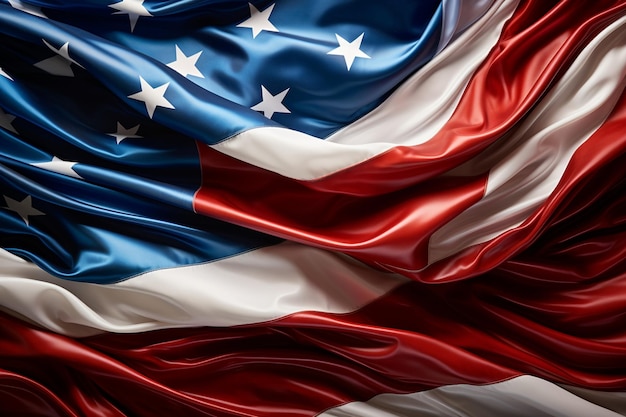 Close-up d'un drapeau américain dans une rangée Jour commémoratif Jour de l'indépendance Concept du jour des vétérans