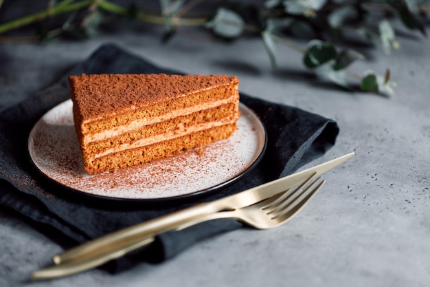 Close-up du gâteau dans l'assiette sur la table