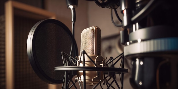 Close-up du microphone en studio