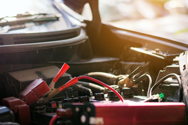 Photo close-up du moteur de la voiture