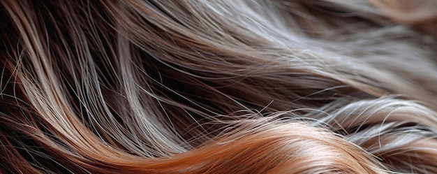 Close-up du visage d'une femme avec les cheveux soufflés par le vent montrant le soin et le style des cheveux