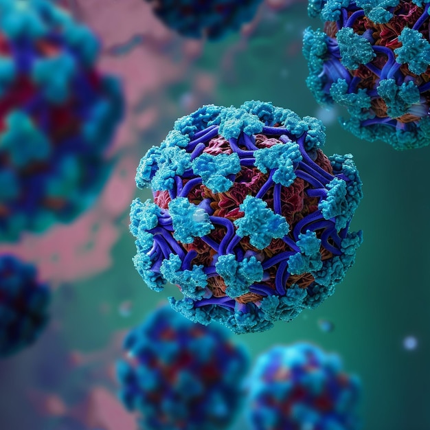 Close-up Flavivirus voyageant dans le système sanguin humain