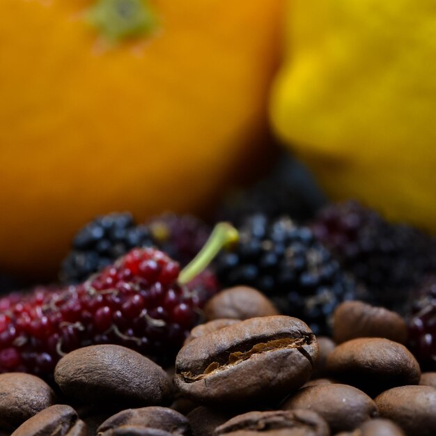 Photo close-up des grains de café