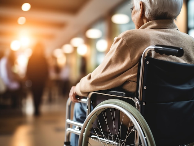 Close-up d'un homme âgé en fauteuil roulant