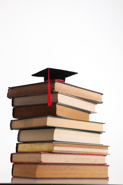 Close-up de livres sur un fond blanc