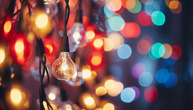 Photo close-up des lumières de noël tiré