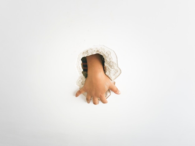 Photo close-up de la main d'une femme sur un fond blanc