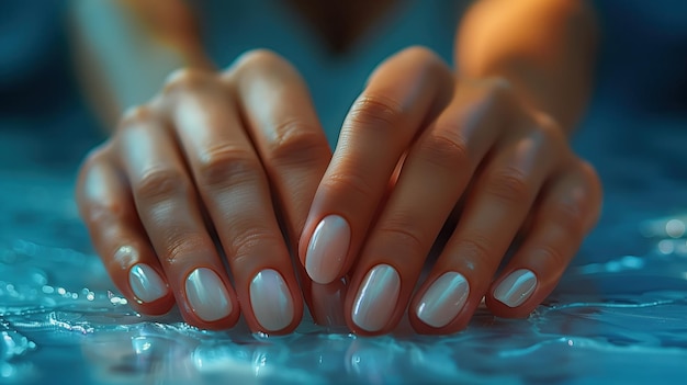 Close-up de mains féminines avec une belle manucure sur les ongles