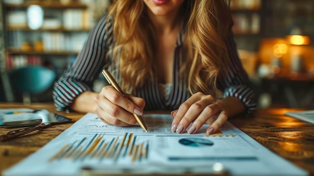 Close-up des mains d'une femme écrivant dans un cahier