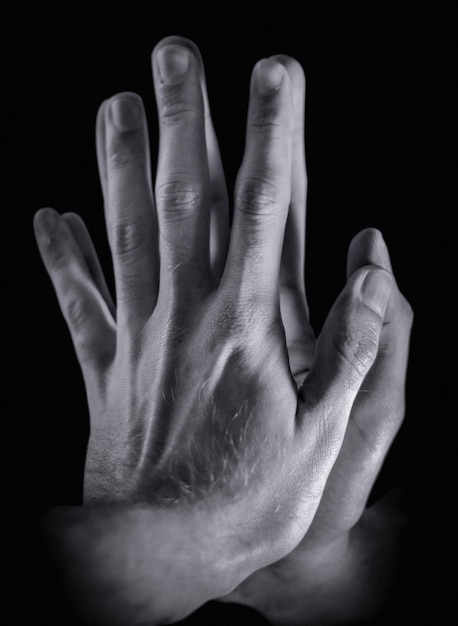 Photo close-up des mains sur un fond noir