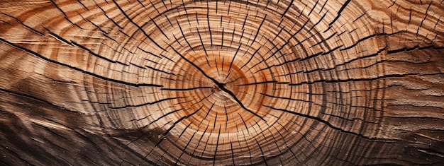 Close-up d'un motif circulaire en bois avec des détails riches Texture en bois complexe AI Génératif