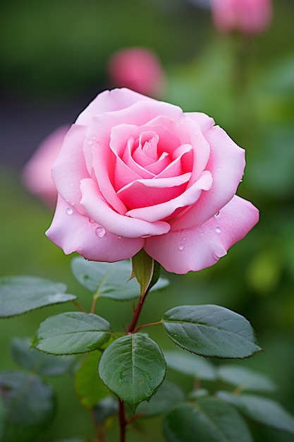 Photo a close up of a pink rose with the word love on it