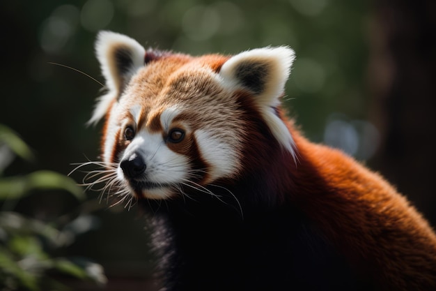 Close-up d'un panda rouge dans la forêt créé à l'aide de la technologie d'IA générative