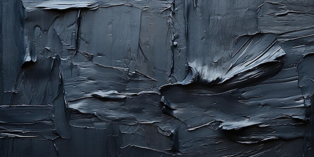 Close-up d'une peinture abstraite d'art noir grossier avec une texture de couteau à palette peinte à l'huile sur toile