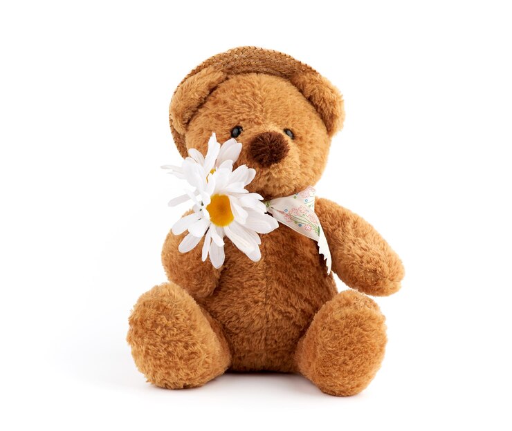 Photo close-up de peluche sur fond blanc