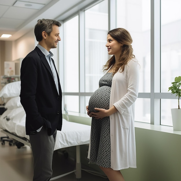 Photo close-up d'une photo d'une femme enceinte souriante réalisée avec une ia générative