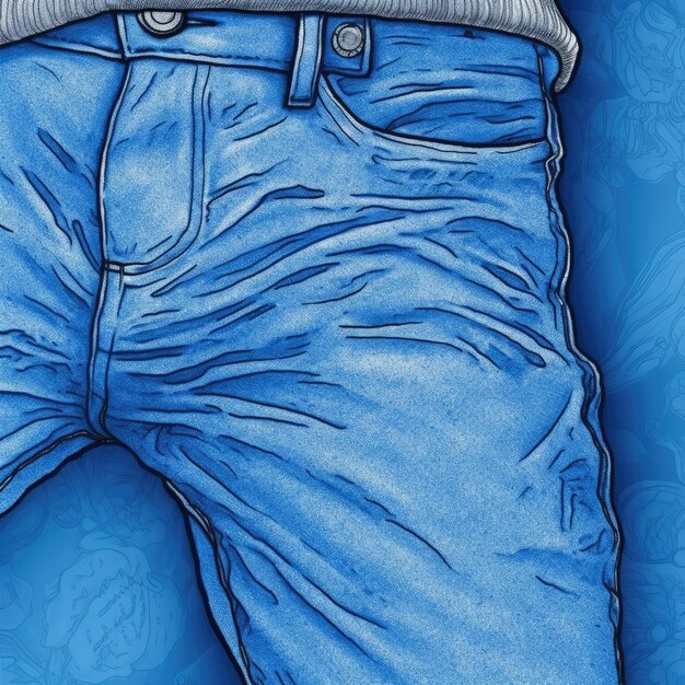 Close up photo d'un tissu jeans bleu