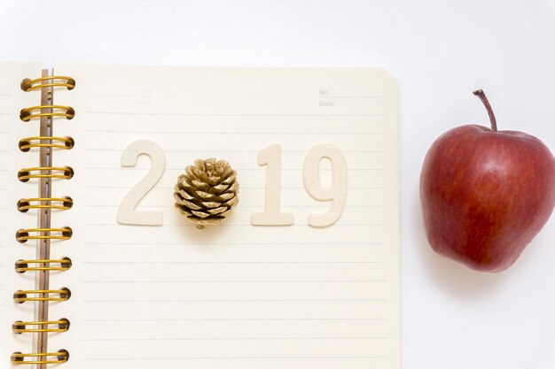 Photo close-up de la pomme sur le livre