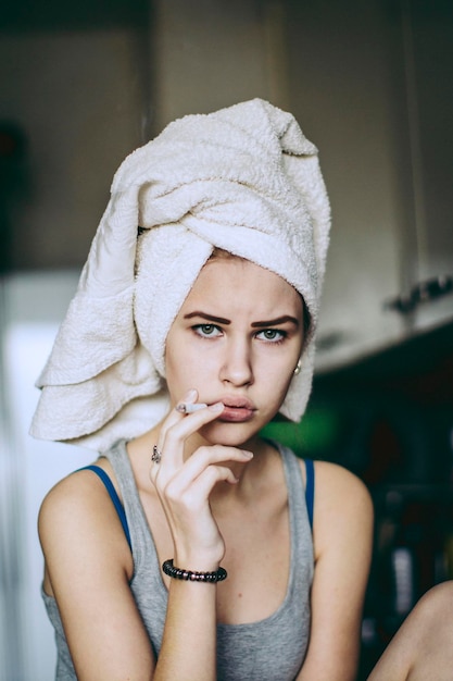 Close-up portrait de femme