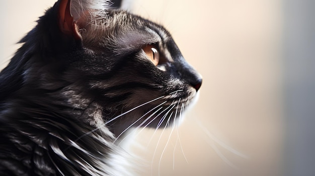 Close-up d'un profil de chat en mettant l'accent sur la silhouette contre la lumière